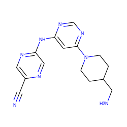 N#Cc1cnc(Nc2cc(N3CCC(CN)CC3)ncn2)cn1 ZINC000082150629