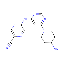 N#Cc1cnc(Nc2cc(N3CCC(N)CC3)ncn2)cn1 ZINC000082150632