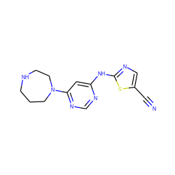 N#Cc1cnc(Nc2cc(N3CCCNCC3)ncn2)s1 ZINC000028570139