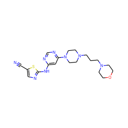 N#Cc1cnc(Nc2cc(N3CCN(CCCN4CCOCC4)CC3)ncn2)s1 ZINC000028570553