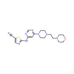 N#Cc1cnc(Nc2cc(N3CCN(CCN4CCOCC4)CC3)ncn2)s1 ZINC000028569958