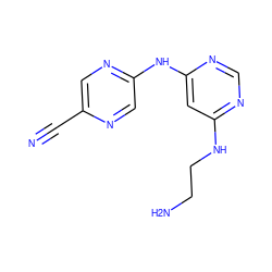 N#Cc1cnc(Nc2cc(NCCN)ncn2)cn1 ZINC000082153552