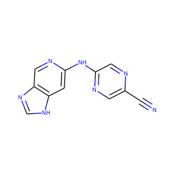 N#Cc1cnc(Nc2cc3[nH]cnc3cn2)cn1 ZINC000043208607