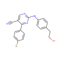 N#Cc1cnc(Nc2ccc(CCO)cc2)nc1-c1ccc(Br)cc1 ZINC000028819633