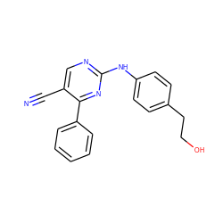 N#Cc1cnc(Nc2ccc(CCO)cc2)nc1-c1ccccc1 ZINC000028819449