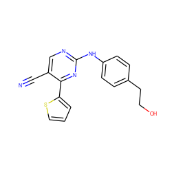 N#Cc1cnc(Nc2ccc(CCO)cc2)nc1-c1cccs1 ZINC000028819589