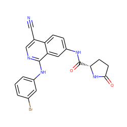 N#Cc1cnc(Nc2cccc(Br)c2)c2cc(NC(=O)[C@@H]3CCC(=O)N3)ccc12 ZINC000066258605