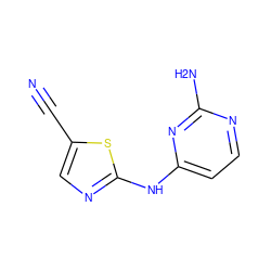 N#Cc1cnc(Nc2ccnc(N)n2)s1 ZINC000028570675