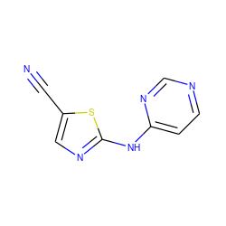 N#Cc1cnc(Nc2ccncn2)s1 ZINC000028570854