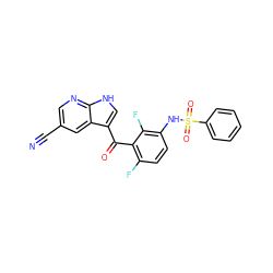 N#Cc1cnc2[nH]cc(C(=O)c3c(F)ccc(NS(=O)(=O)c4ccccc4)c3F)c2c1 ZINC000113515940