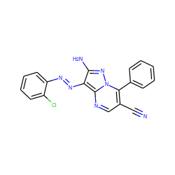 N#Cc1cnc2c(N=Nc3ccccc3Cl)c(N)nn2c1-c1ccccc1 ZINC000252624755