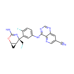 N#Cc1cnc2c(Nc3ccc(F)c([C@@]4(CF)N=C(N)O[C@@H]5C[C@@H]54)c3)ncnc2c1 ZINC000217580742