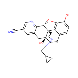 N#Cc1cnc2c(c1)C[C@@]1(O)[C@H]3Cc4ccc(O)c5c4[C@@]1(CCN3CC1CC1)[C@H]2O5 ZINC000013487521