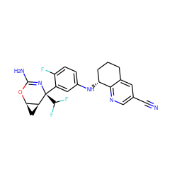 N#Cc1cnc2c(c1)CCC[C@H]2Nc1ccc(F)c([C@@]2(C(F)F)N=C(N)O[C@@H]3C[C@@H]32)c1 ZINC000226081046