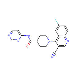 N#Cc1cnc2ccc(F)cc2c1N1CCC(C(=O)Nc2ccncn2)CC1 ZINC001772645107