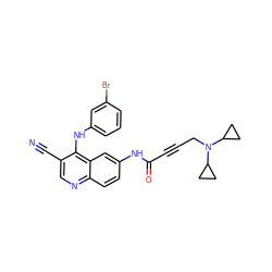 N#Cc1cnc2ccc(NC(=O)C#CCN(C3CC3)C3CC3)cc2c1Nc1cccc(Br)c1 ZINC000042202203