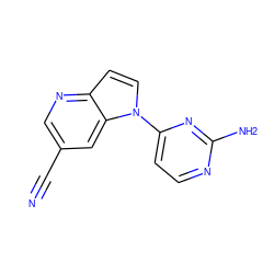 N#Cc1cnc2ccn(-c3ccnc(N)n3)c2c1 ZINC000095602949