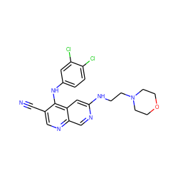 N#Cc1cnc2cnc(NCCN3CCOCC3)cc2c1Nc1ccc(Cl)c(Cl)c1 ZINC000028529723