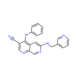 N#Cc1cnc2cnc(NCc3cccnc3)cc2c1Nc1ccccc1 ZINC000028827279