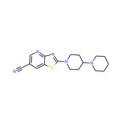 N#Cc1cnc2nc(N3CCC(N4CCCCC4)CC3)sc2c1 ZINC000045319546