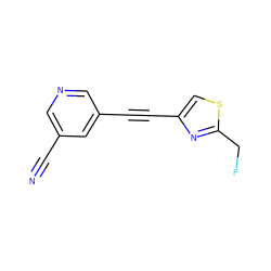 N#Cc1cncc(C#Cc2csc(CF)n2)c1 ZINC000028701638