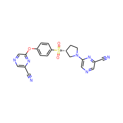 N#Cc1cncc(Oc2ccc(S(=O)(=O)[C@@H]3CCN(c4cncc(C#N)n4)C3)cc2)n1 ZINC000168519338