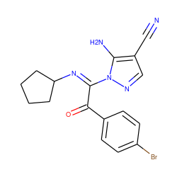 N#Cc1cnn(/C(=N/C2CCCC2)C(=O)c2ccc(Br)cc2)c1N ZINC000299829767