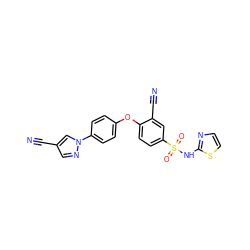 N#Cc1cnn(-c2ccc(Oc3ccc(S(=O)(=O)Nc4nccs4)cc3C#N)cc2)c1 ZINC000095580986