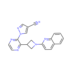 N#Cc1cnn(-c2nccnc2C2CN(c3ccc4ccccc4n3)C2)c1 ZINC000140156867