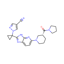 N#Cc1cnn(C2(c3nc4ccc(N5CCC[C@@H](C(=O)N6CCCC6)C5)nc4[nH]3)CC2)c1 ZINC001772605207