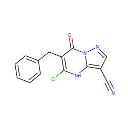 N#Cc1cnn2c(=O)c(Cc3ccccc3)c(Cl)[nH]c12 ZINC000095920851