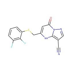 N#Cc1cnn2c(=O)cc(CSc3cccc(F)c3F)[nH]c12 ZINC000103224622