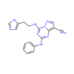 N#Cc1cnn2c(NCCc3cnc[nH]3)nc(Nc3ccccc3)nc12 ZINC000016052401