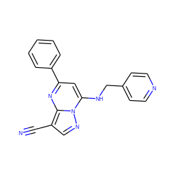 N#Cc1cnn2c(NCc3ccncc3)cc(-c3ccccc3)nc12 ZINC000096176124