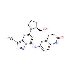 N#Cc1cnn2c(Nc3ccc4c(c3)CCC(=O)N4)cc(N3CCC[C@H]3CO)nc12 ZINC001772589083