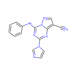 N#Cc1cnn2c(Nc3ccccc3)nc(-n3ccnc3)nc12 ZINC000028707956