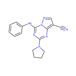 N#Cc1cnn2c(Nc3ccccc3)nc(N3CCCC3)nc12 ZINC000028707954