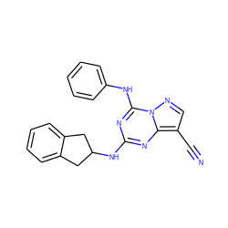 N#Cc1cnn2c(Nc3ccccc3)nc(NC3Cc4ccccc4C3)nc12 ZINC000028707951