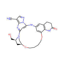 N#Cc1cnn2c3cc(nc12)N1C[C@H](C[C@H]1CO)OCCCCOc1cc(cc2c1NC(=O)CC2)N3 ZINC001772601334