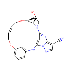 N#Cc1cnn2c3cc(nc12)N1CC[C@H](OC/C=C/COc2cccc(c2)N3)[C@H]1CO ZINC001772617732