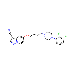 N#Cc1cnn2ccc(OCCCCN3CCN(c4cccc(Cl)c4Cl)CC3)cc12 ZINC000150033165