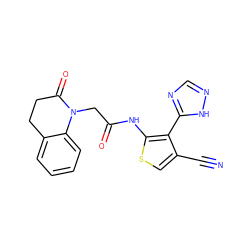 N#Cc1csc(NC(=O)CN2C(=O)CCc3ccccc32)c1-c1ncn[nH]1 ZINC000066077420