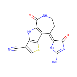 N#Cc1csc2c3c([nH]c12)C(=O)NCC/C3=C1/NC(N)=NC1=O ZINC000040936631