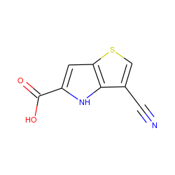 N#Cc1csc2cc(C(=O)O)[nH]c12 ZINC000040974878