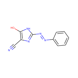 N#Cc1nc(/N=N/c2ccccc2)[nH]c1O ZINC000005614811