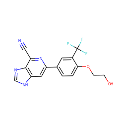 N#Cc1nc(-c2ccc(OCCO)c(C(F)(F)F)c2)cc2[nH]cnc12 ZINC000058511658