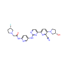 N#Cc1nc(-c2ccnc(Nc3ccc(NC(=O)CN4CC[C@H](F)C4)nc3)n2)ccc1N1CC[C@H](O)C1 ZINC000221272712