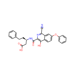 N#Cc1nc(C(=O)N[C@H](CCc2ccccc2)CC(=O)O)c(O)c2ccc(Oc3ccccc3)cc12 ZINC000146660013