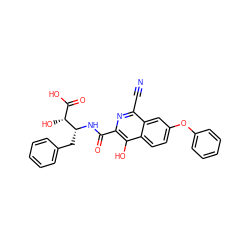 N#Cc1nc(C(=O)N[C@H](Cc2ccccc2)[C@H](O)C(=O)O)c(O)c2ccc(Oc3ccccc3)cc12 ZINC000146715871