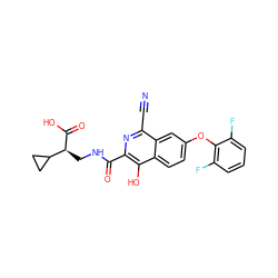 N#Cc1nc(C(=O)NC[C@H](C(=O)O)C2CC2)c(O)c2ccc(Oc3c(F)cccc3F)cc12 ZINC000146698570